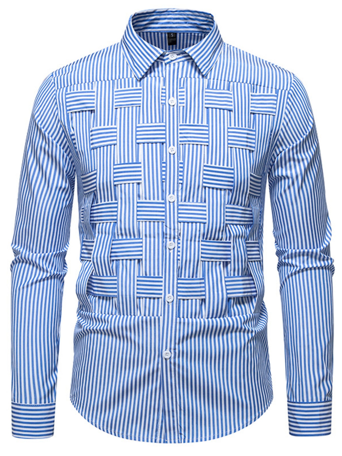 Men's Dynamic Striped Long Sleeve Shirt blue