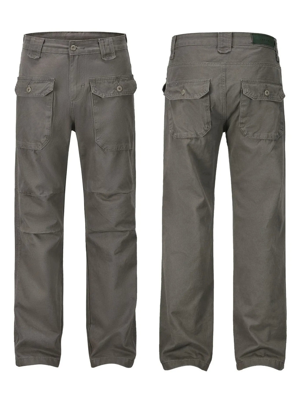Men's Versatile Loose Fit Cargo Jeans front and back side by side view