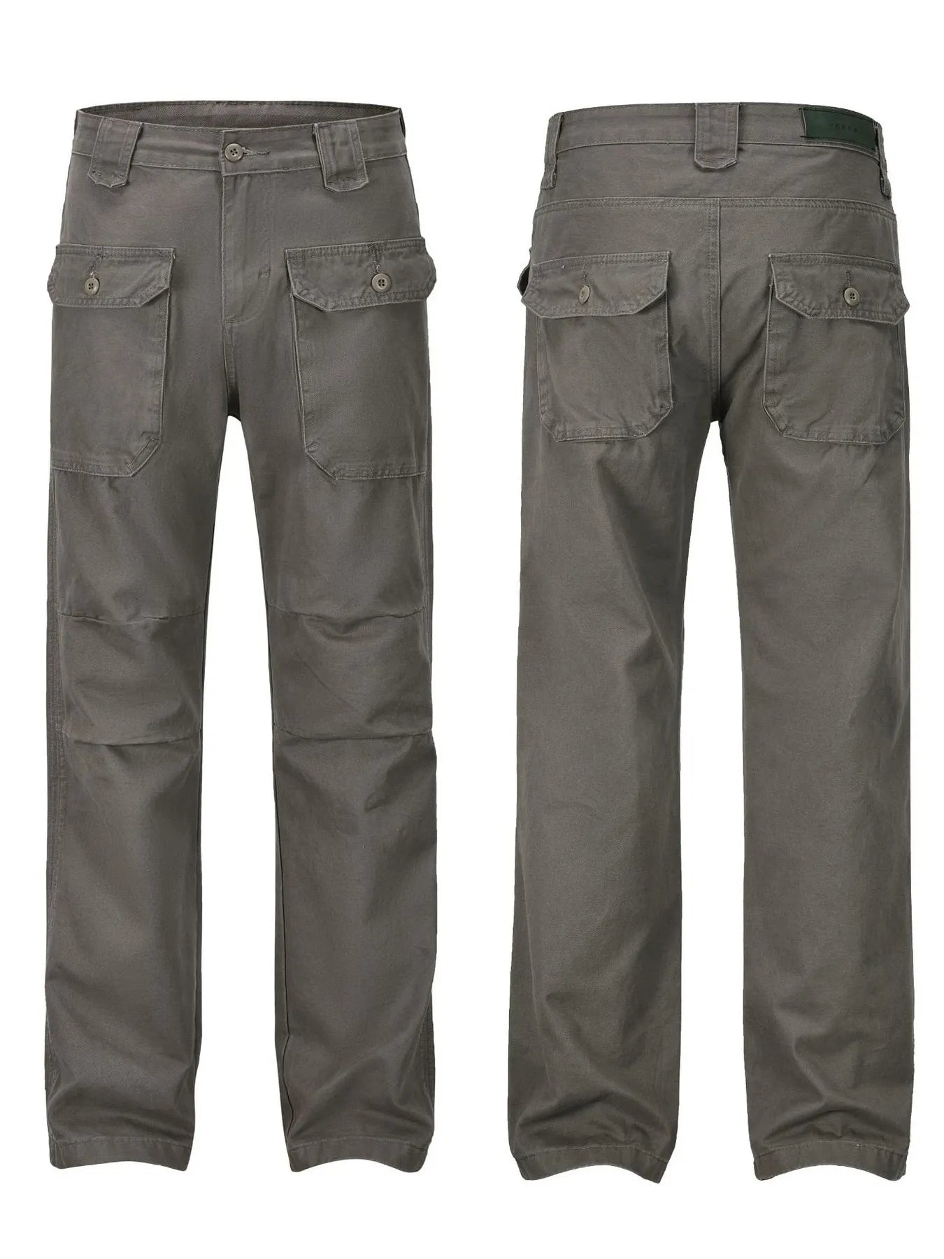 Men's Versatile Loose Fit Cargo Jeans front and back side by side view