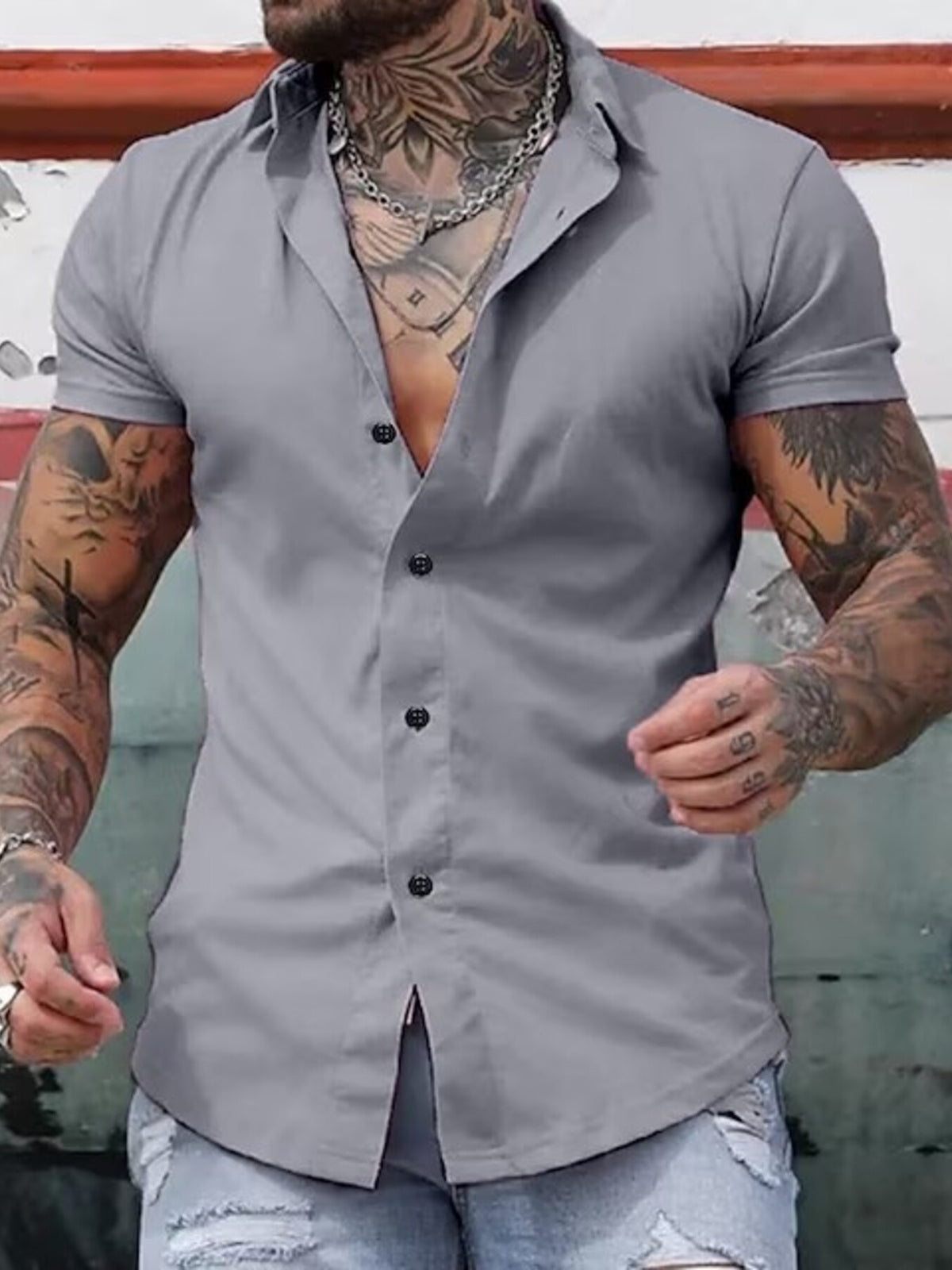 Men's Unleashed Slim Button-Down grey Shirt