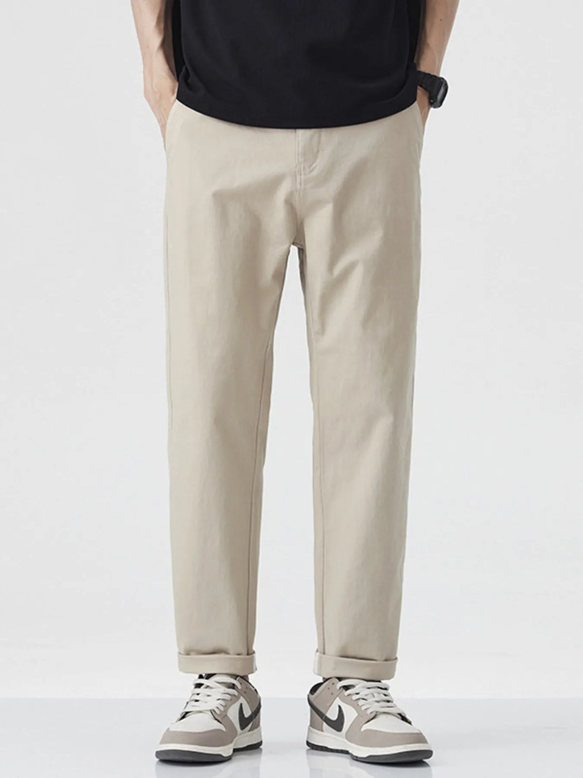 Men's khaki High Ankle Casual Pants