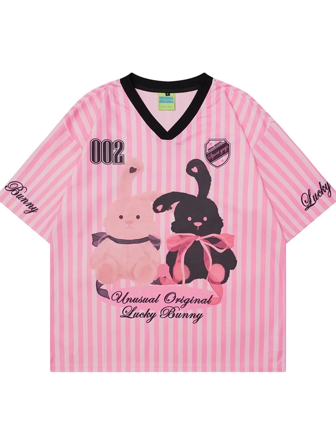 Unisex Unusual Original Bunny Baseball Style Pink Shirt front