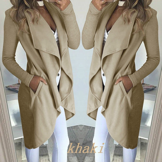 Sleek Silhouette: Polo Collar Slim Fit Long Trench Coat in Timeless Hues