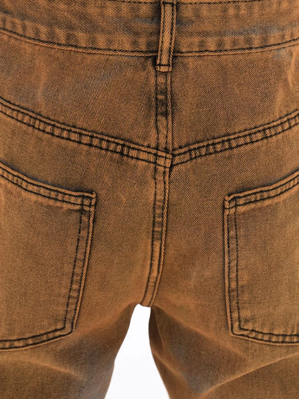 Men's Contrast Wide Leg Flare Whisker Jeans back close up