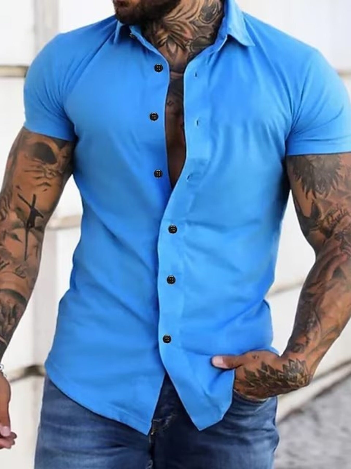 Men's Unleashed Slim Button-Down sky blue Shirt