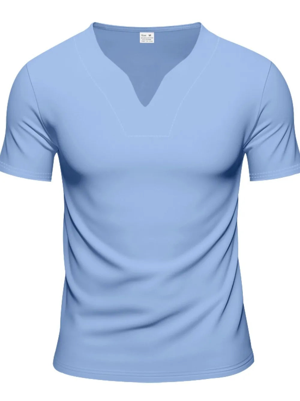 Light blue Men's Modern V-Neck Fitted Short Sleeve T-Shirt front view