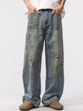 Men's wide leg washed jeans-vintage streetwear statement fit