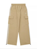 Khaki Men's Side Striped Cargo Pants