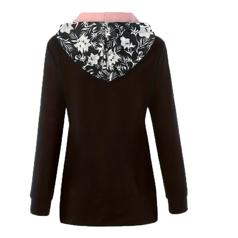 Vibrant Mosaic Mastery: Color-Block Hooded Full-Zip Jacket for Effortless Elegance