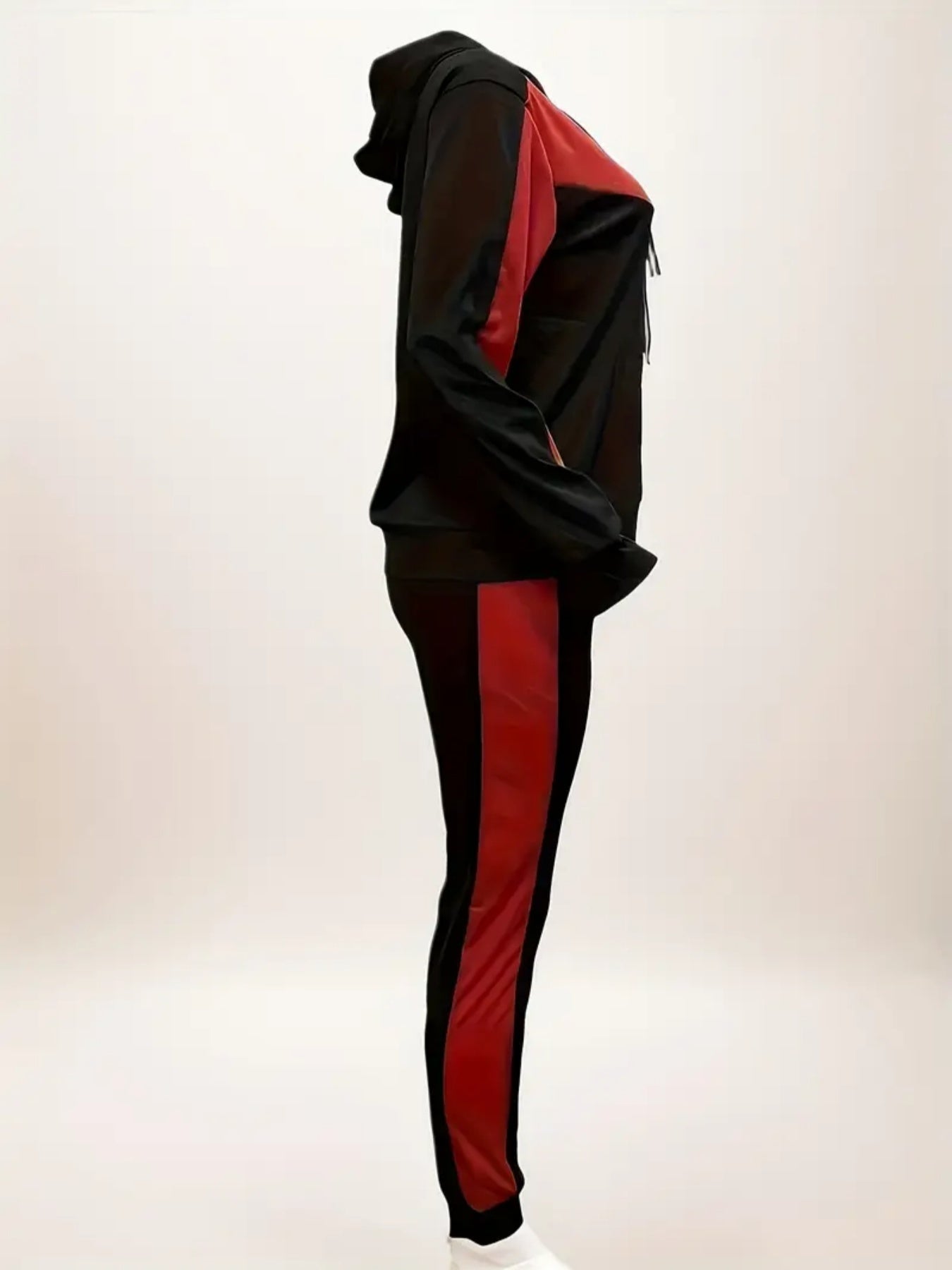 Black and red tracksuit on a white background