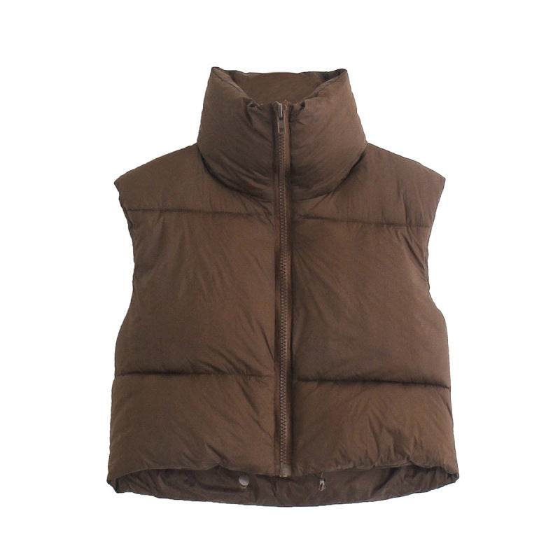 Brown puffer vest on a white background