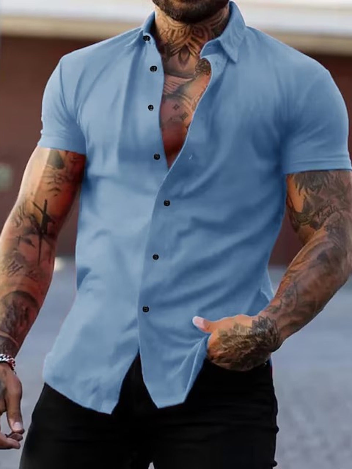 Men's Unleashed Slim Button-Down light blue Shirt