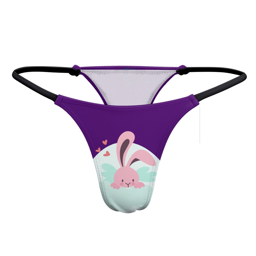 Front view of Purple Ladies BUhmayzing Peeping Bunny Thin Thong