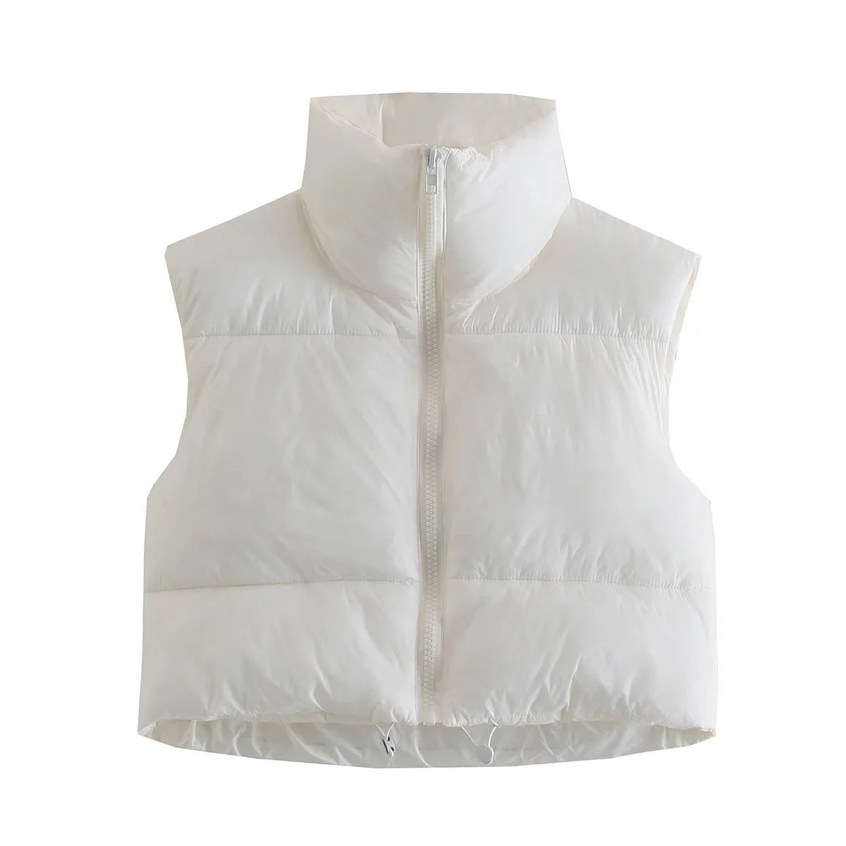 White puffer vest on a white background