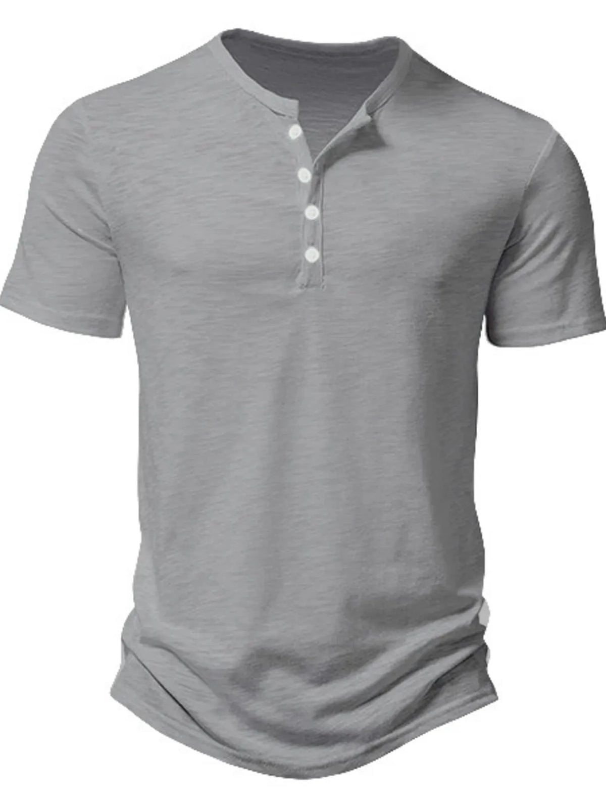 Men's Button light grey Detail Short Sleeve Active T-Shirt