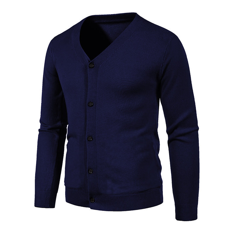 Men's Classic V-Neck Button Knit navy blue Cardigan