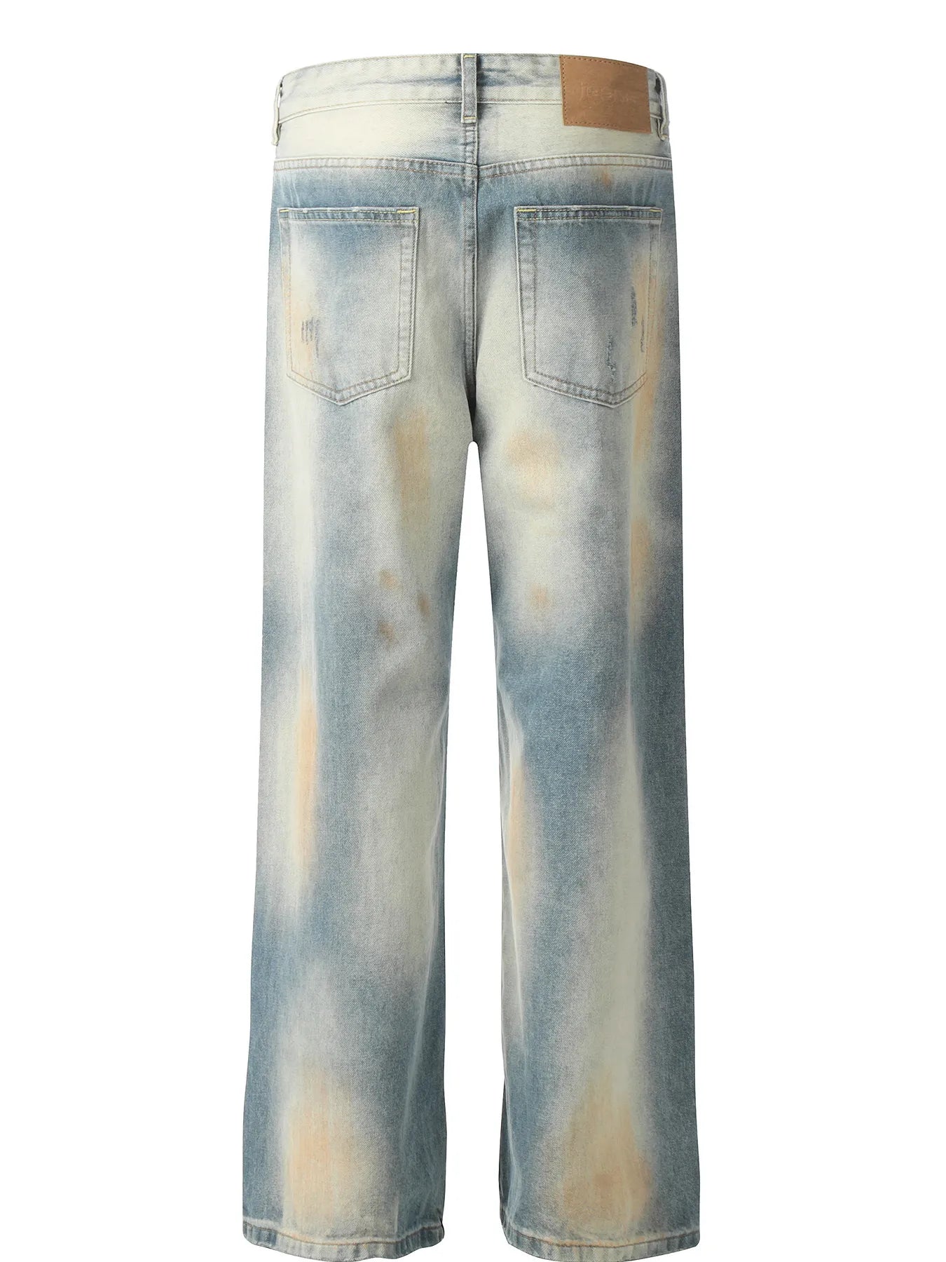 Men's Washed Straight Leg Jeans back view