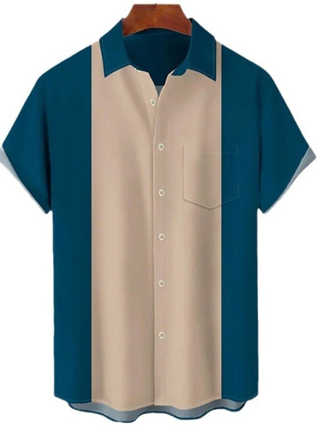 Men's Retro Color Block Vibe dark blue Shirt front