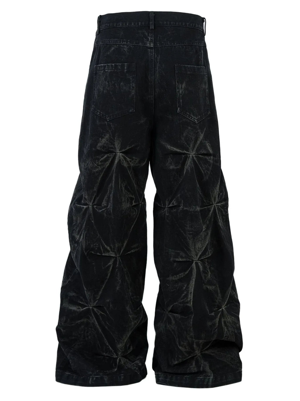  Men's black Wide Leg Jeans with Edgy Ruched Detail back view