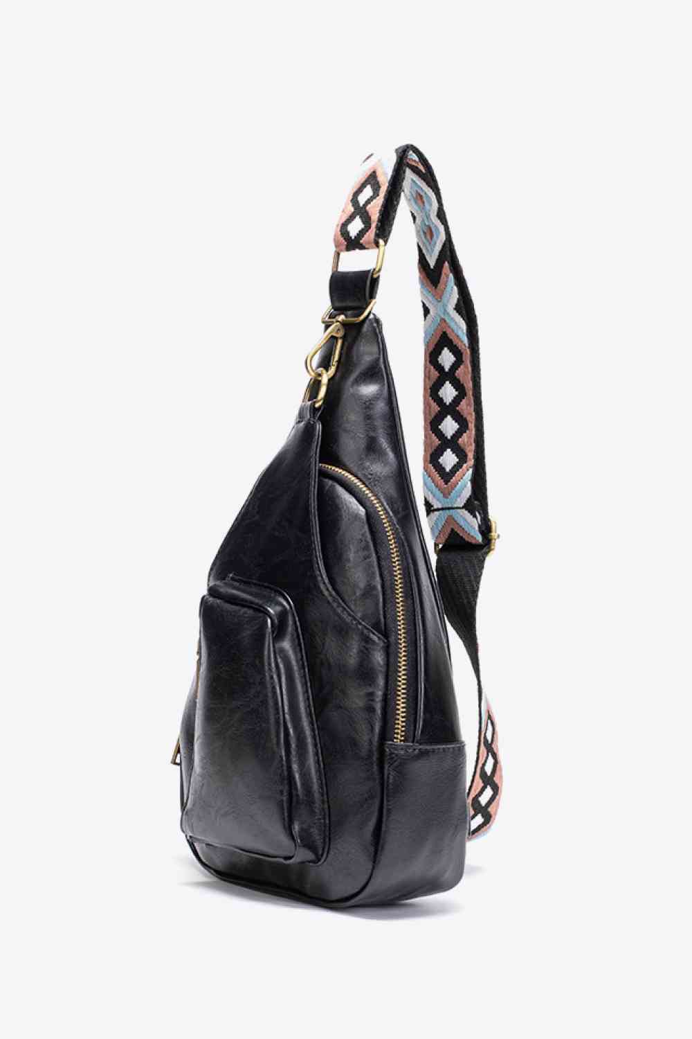 Side view of a Black Convenient All The Feels Ladies PU Leather Sling Bag