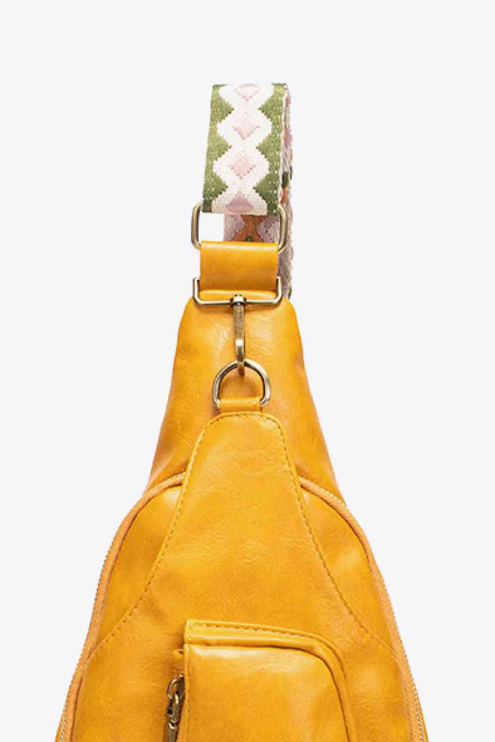 Close up view of a Yellow Convenient All The Feels Ladies PU Leather Sling Bag