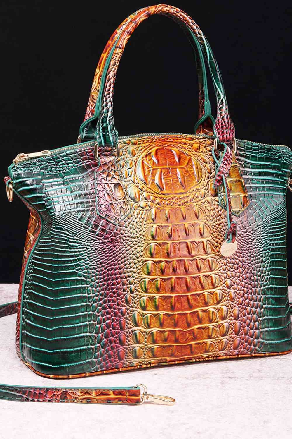 Luxurious Ladies Multicolor Crocodile Gradient Texture PU Leather Handbag