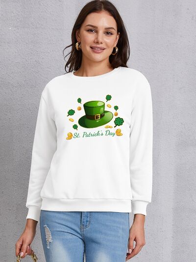 Celebrate St. Patrick's Day in style with our ST. PATRICK'S DAY Round Neck Sweatshirt. Made with soft, durable fabric, this sweatshirt is perfect for all-day wear. Its round neck design adds a touch of sophistication, while the vibrant green color and holiday-themed print make it a fun and festive addition to your wardrobe. Perfect for any St. Patrick's Day celebration, this sweatshirt is a must-have for anyone looking to show off their Irish pride.
