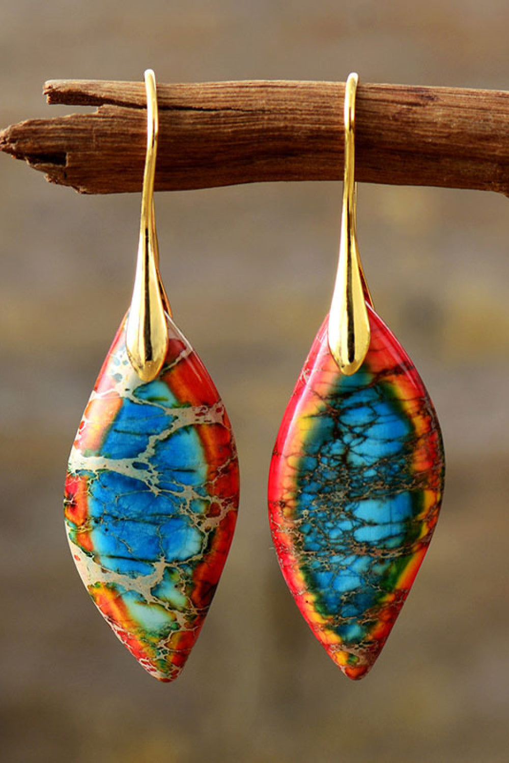 Hanging Orange Handmade Natural Stone Dangle Women's Earrings 