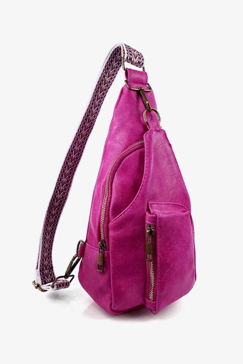 Side view of a Magenta Convenient All The Feels Ladies PU Leather Sling Bag