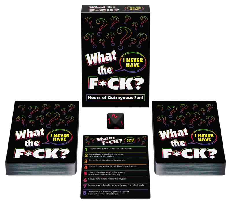 Hours of wild times! The legendary I Never Have game with 552 outrageous What the F*ck?-inspired declarations. Get your pals to confess the craziest stuff they've ever done.