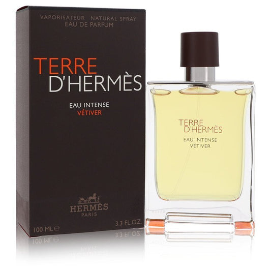 Embark on a journey of sophistication with Terre D'hermes Eau Intense Vetiver by Hermes. Crafted for the discerning gentleman, this Eau De Parfum Spray in a generous 3.3 oz size envelops you in the timeless allure of vetiver. With earthy undertones and a hint of citrus, this fragrance is a symphony of elegance and masculinity.