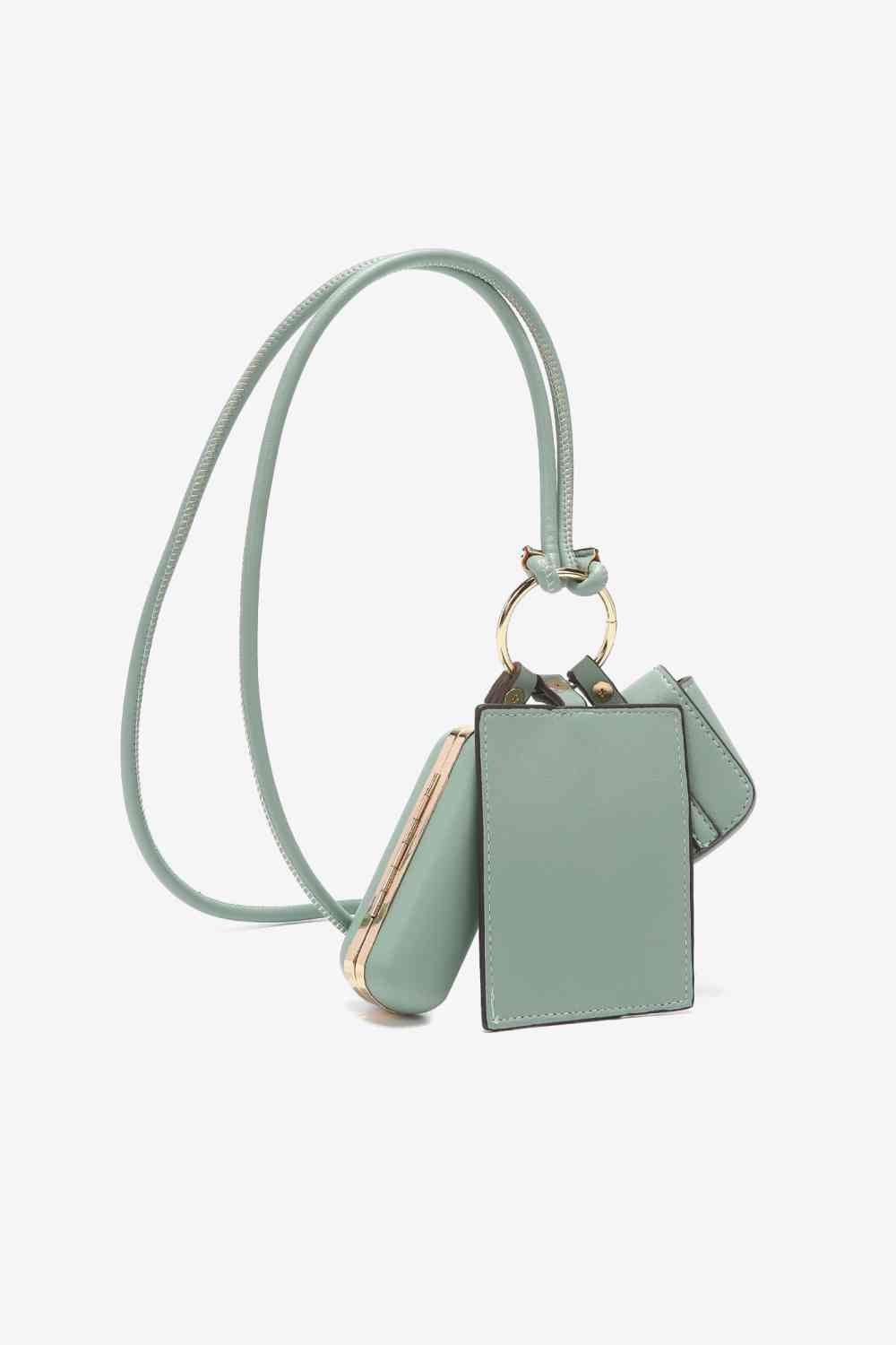 Fabulous Mint Women's Vegan Leather 3-Piece Lanyard Set back view