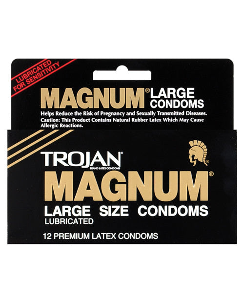 Magnum by Trojan - a condom designed for extra room to maneuver. Featuring a generous "Magnum" size and extra lubrication, these condoms provide the space and sensitivity you need. Find the right fit to maximize protection from pregnancy and STDs - a box of 12 large condoms included. Rejoice in the freedom of sensation!