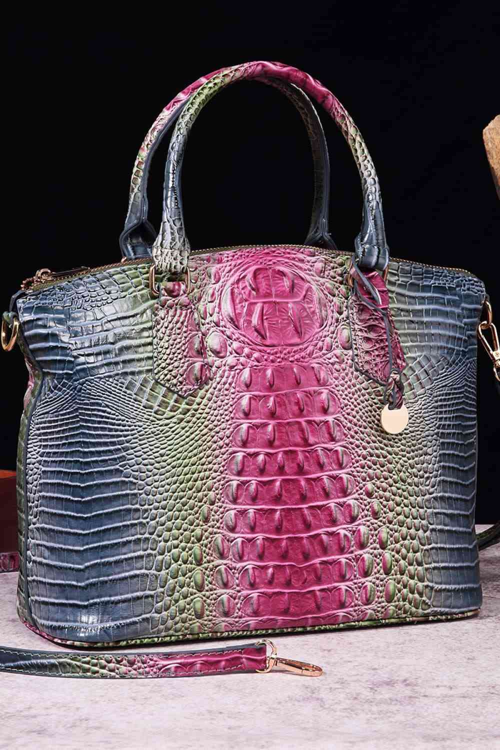 Crocodile Gradient Texture PU Leather Handbag