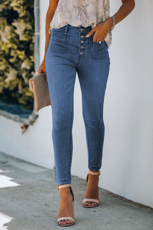 Women's Button Fly Skinny Jeans