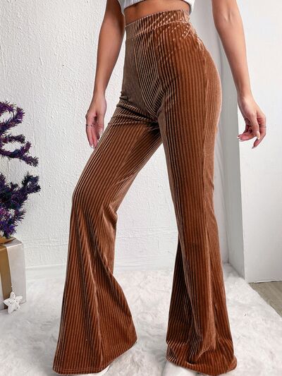 Women's Caramel Color Ribbed Bootcut Pants