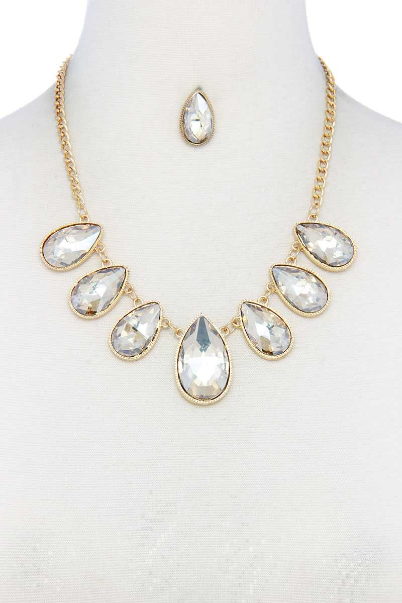 Teardrop Shape Rhinestone Necklace