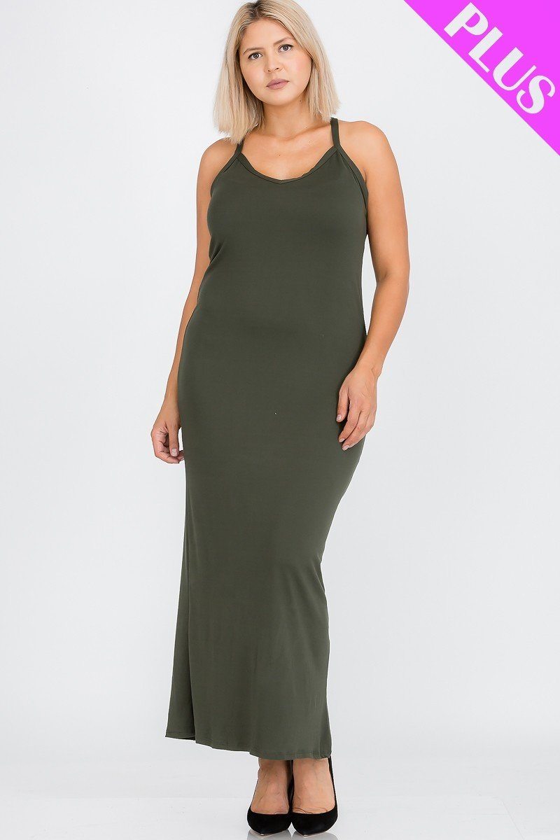 Women's Plus Size Racer Back Maxi Dress