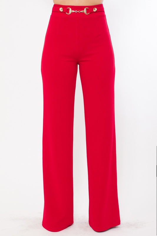 Classy red women's spandex pants