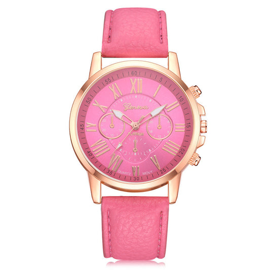 Geneva Ladies Pink Leather Quartz Wrist Watch
