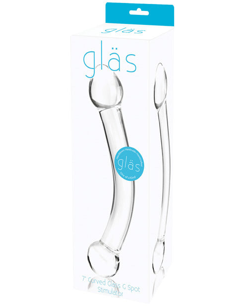 Experience the unique pleasure of the Glas Curved Glass G-Spot Stimulator! The 7" weighty glass offers a gentle curve for targeted G-Spot stimulation and the bulbous tip provides a satisfyingly filling sensation. Enjoy added control with the bulbous handle and grip onto it to plunge it into the desired orifice. 