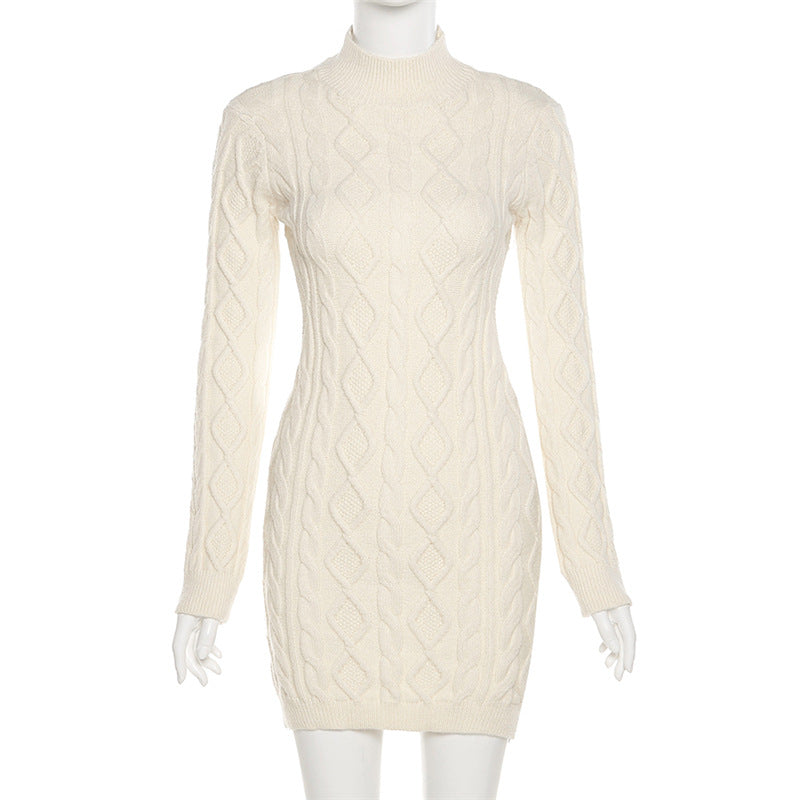 Women's sweater knitted backless dress