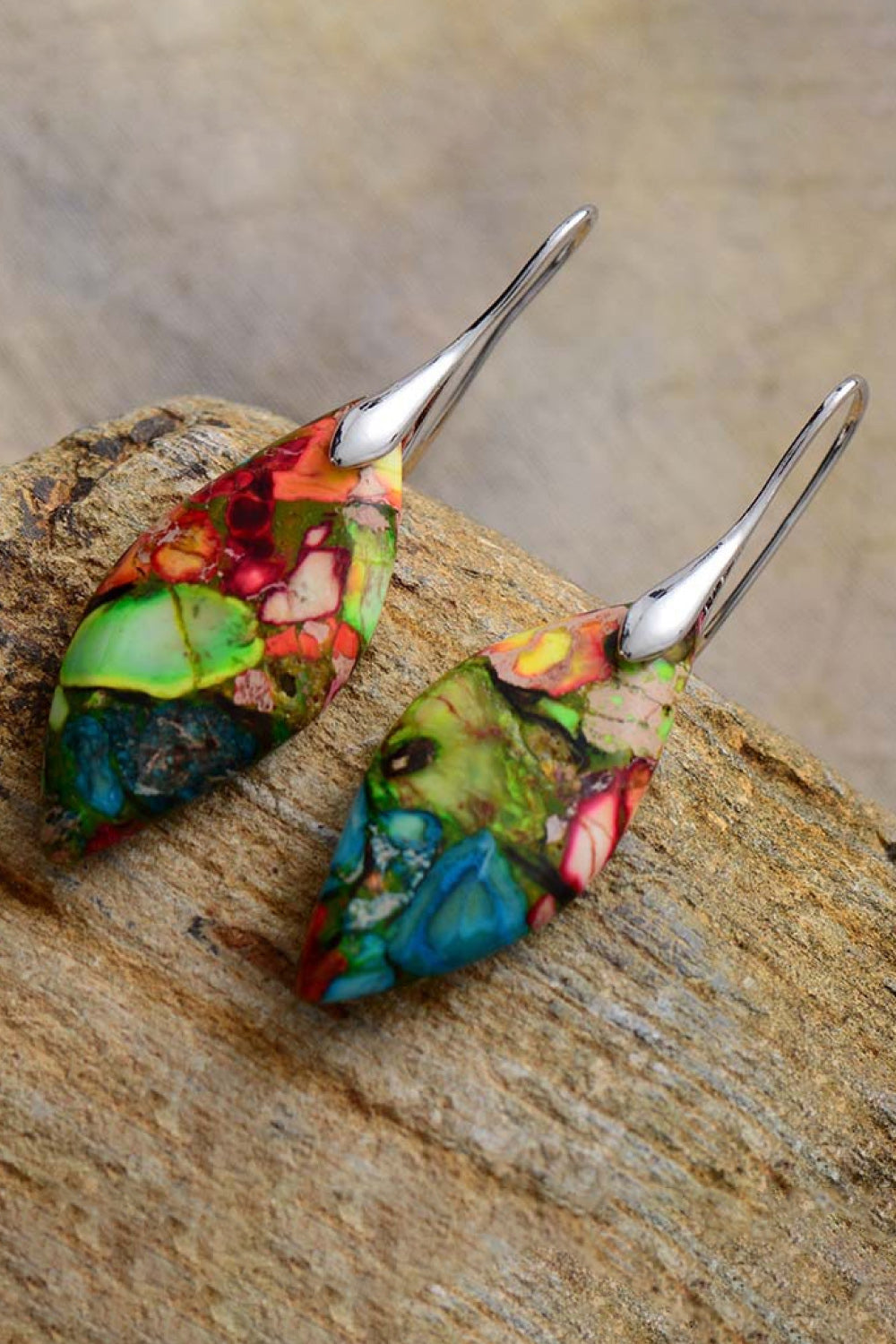 Multicolored Handmade Natural Stone Dangle Women's Earrings