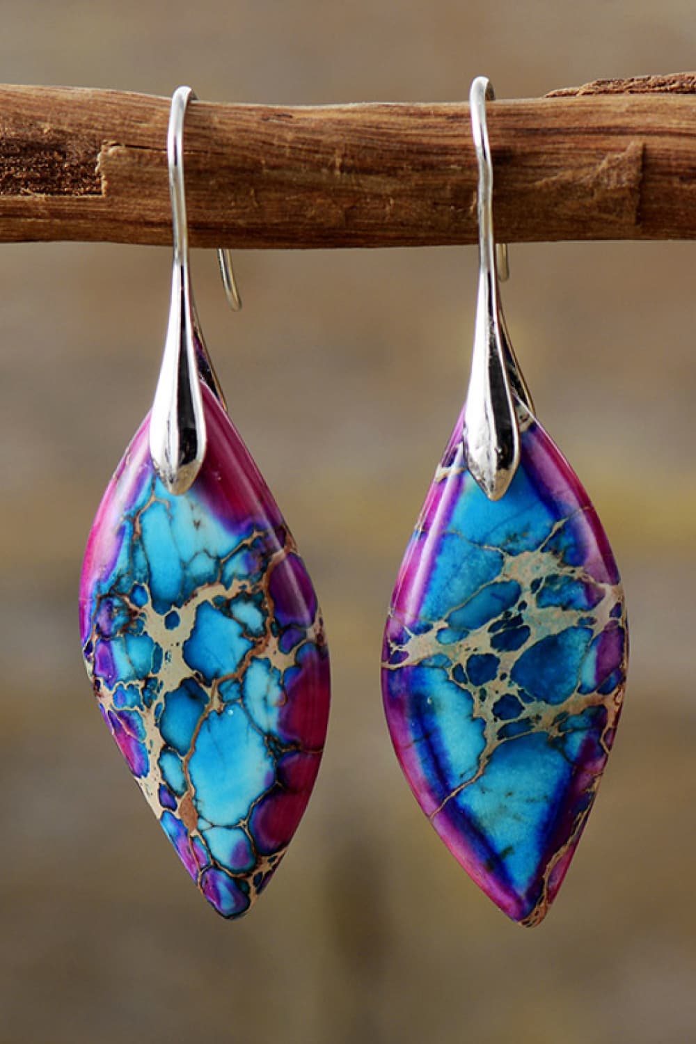 Hanging Magenta Handmade Natural Stone Dangle Women's Earrings