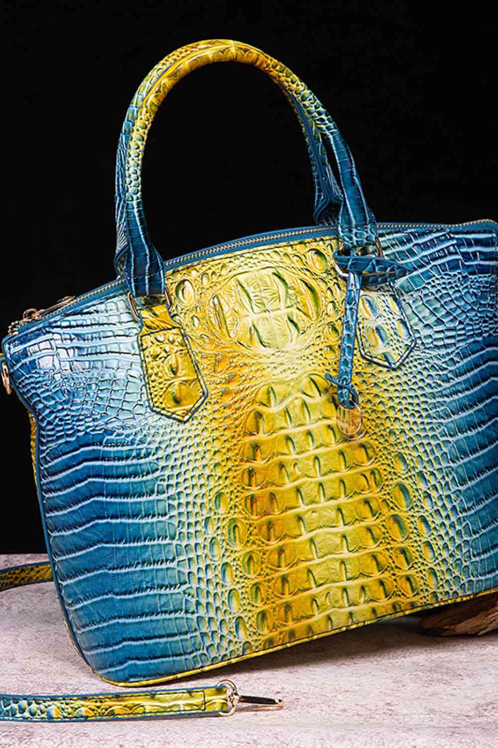 Crocodile Gradient Texture PU Leather Handbag