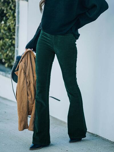 Model wearing green Stylish Ladies High Waist Bootcut Pants