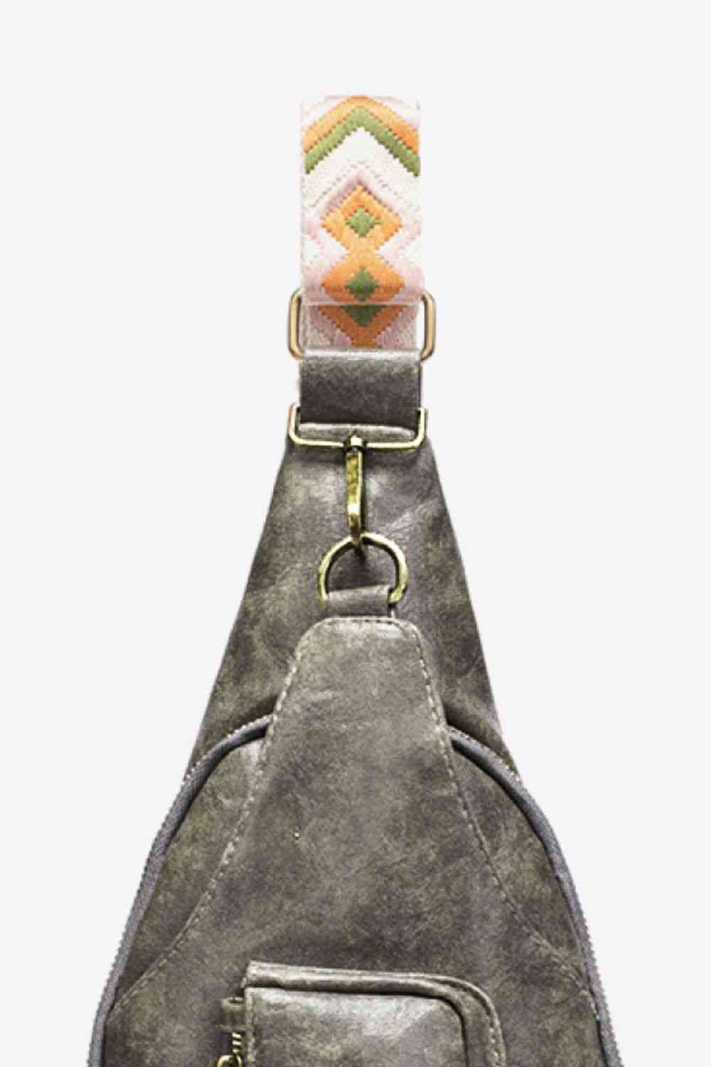 A close up view of a Gray Convenient All The Feels Ladies PU Leather Sling Bag