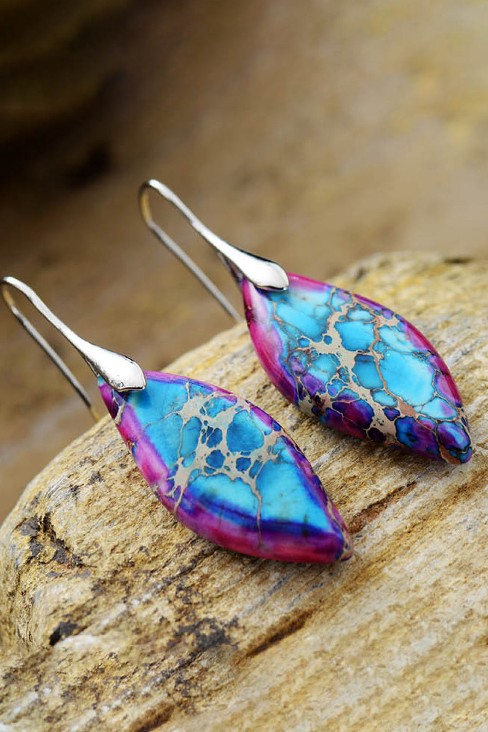 Magenta Handmade Natural Stone Dangle Women's Earrings